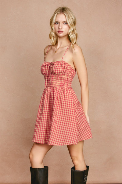 Cherry Basket Gingham Dress